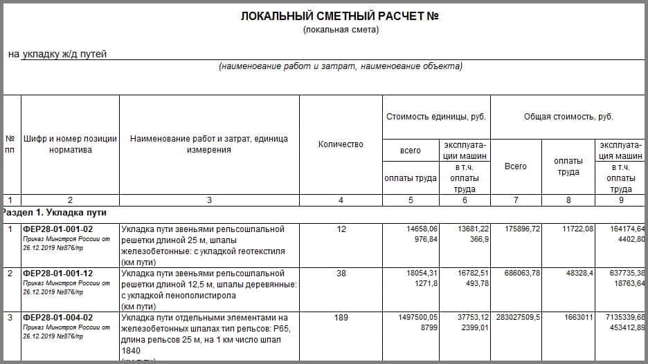 Локальная смета форма 4 образец